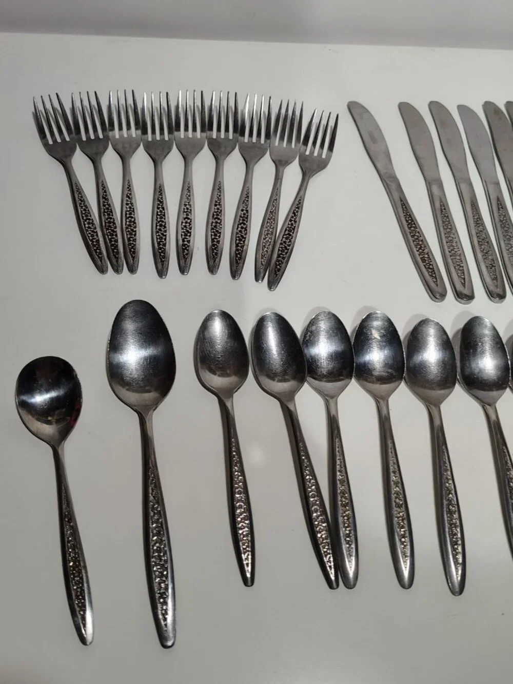 Vintage Customcraft Petal Lane Stainless Flatware 30 Pc Floral Silverware Set